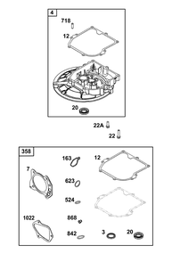 Crankcase Cover/Sump Group Diagram and Parts List for 104M05-0064-H5 100000 - 19Z999 Briggs and Stratton Engine